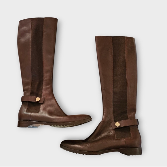 Sergio Rossi Dark Brown Leather Tall Riding Boots